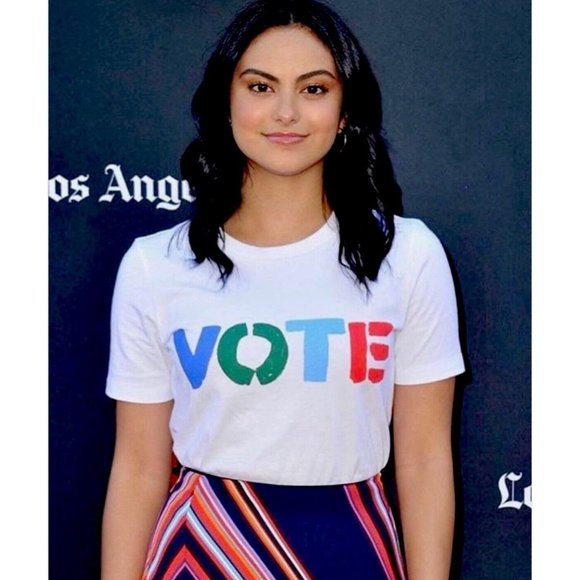 Limited Ed. Tory Burch White MultiColor VOTE Graphic Short Sleeve Tee Shirt S - Picture 2 of 9